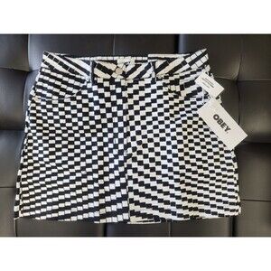 NEW Obey Exie Mini Skirt Black & White Checked Size 30